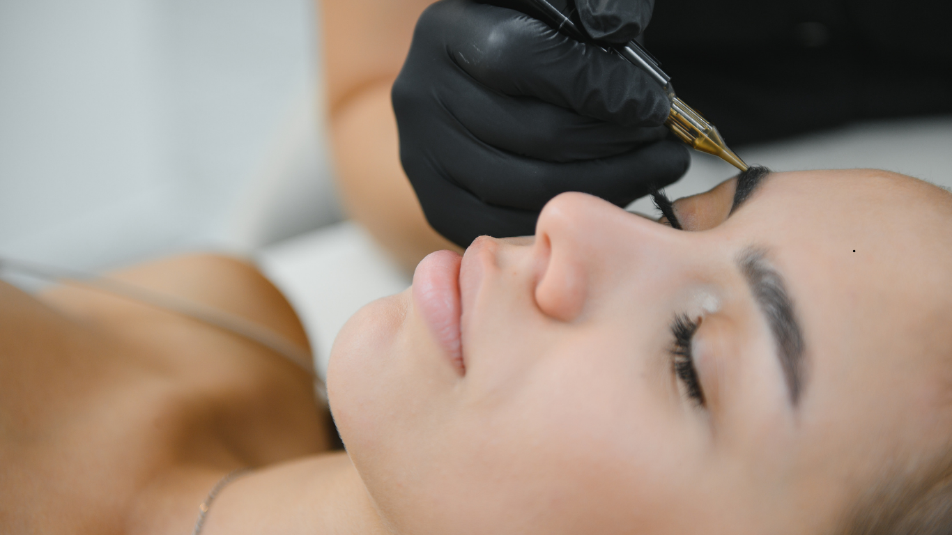 Defined eyebrow arches with threading