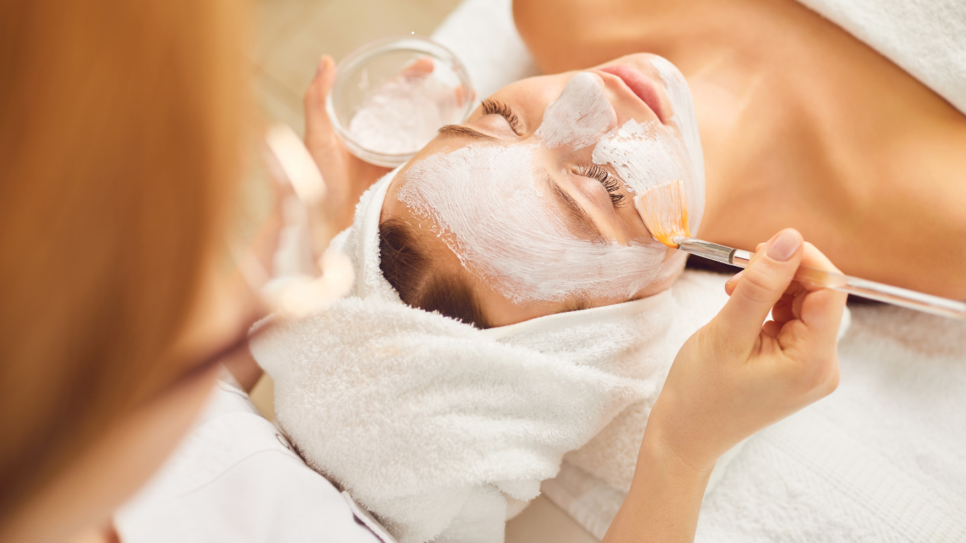 Facial treatment at beauty salon