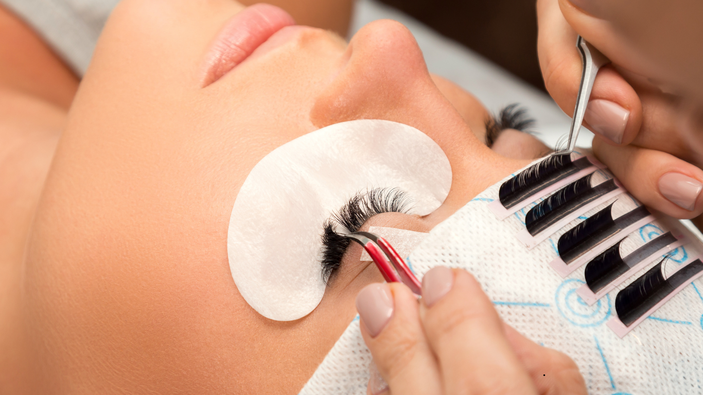 Professional eyelash extension treatment