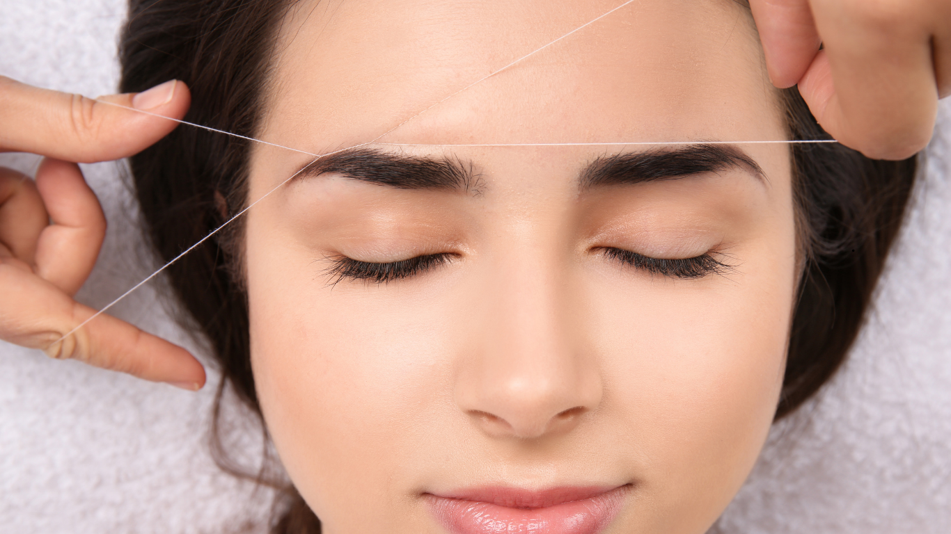 Eyebrow threading for clean and defined brows