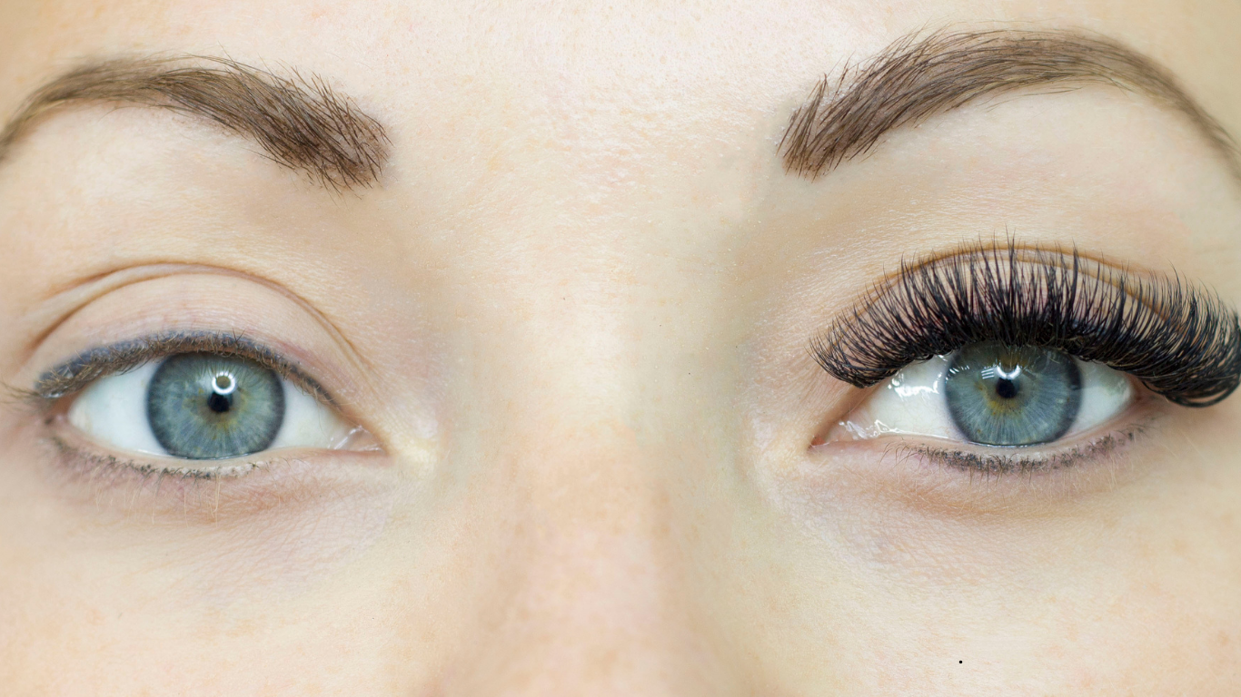 Long and curled eyelash extensions