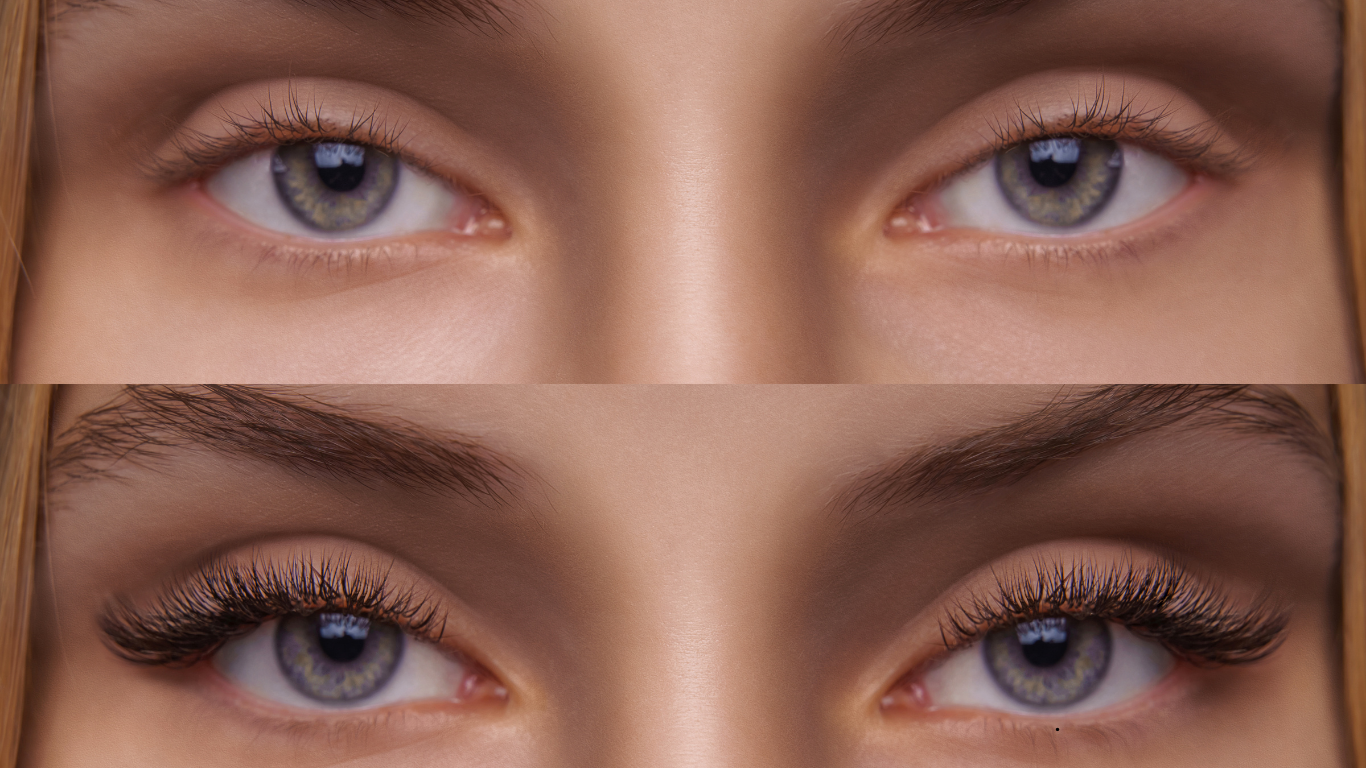 Classic eyelash extensions on natural lashes